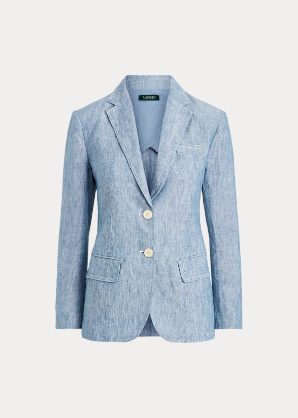 Ralph Lauren Chambray-Linen Blazer Dame Danmark (CJMBA0418)